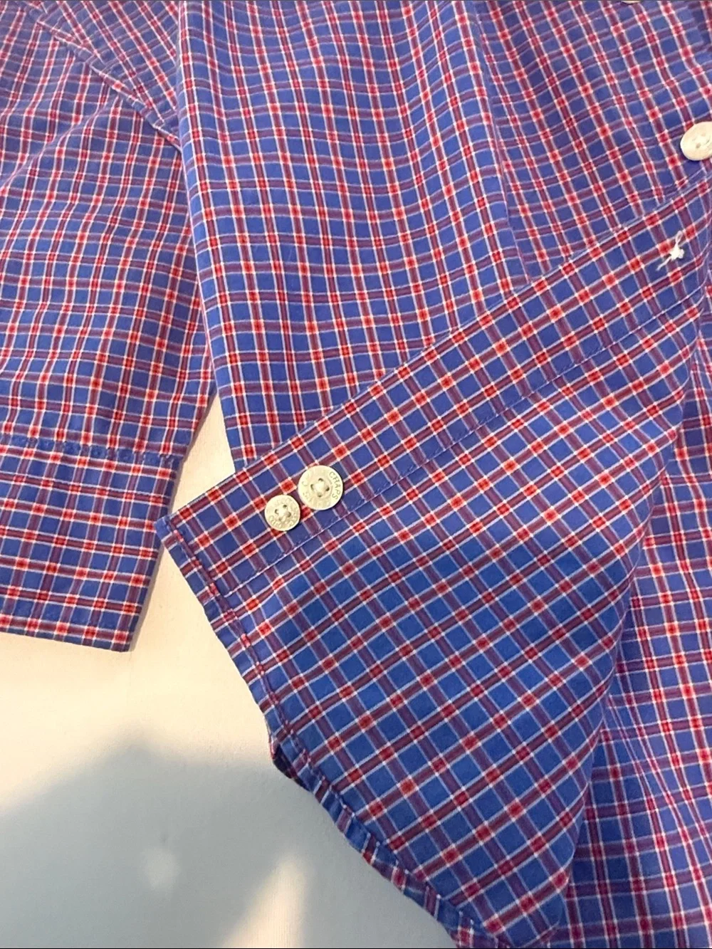 Chaps Classic Boys Button-Down Plaid Shirt in Blue & Red